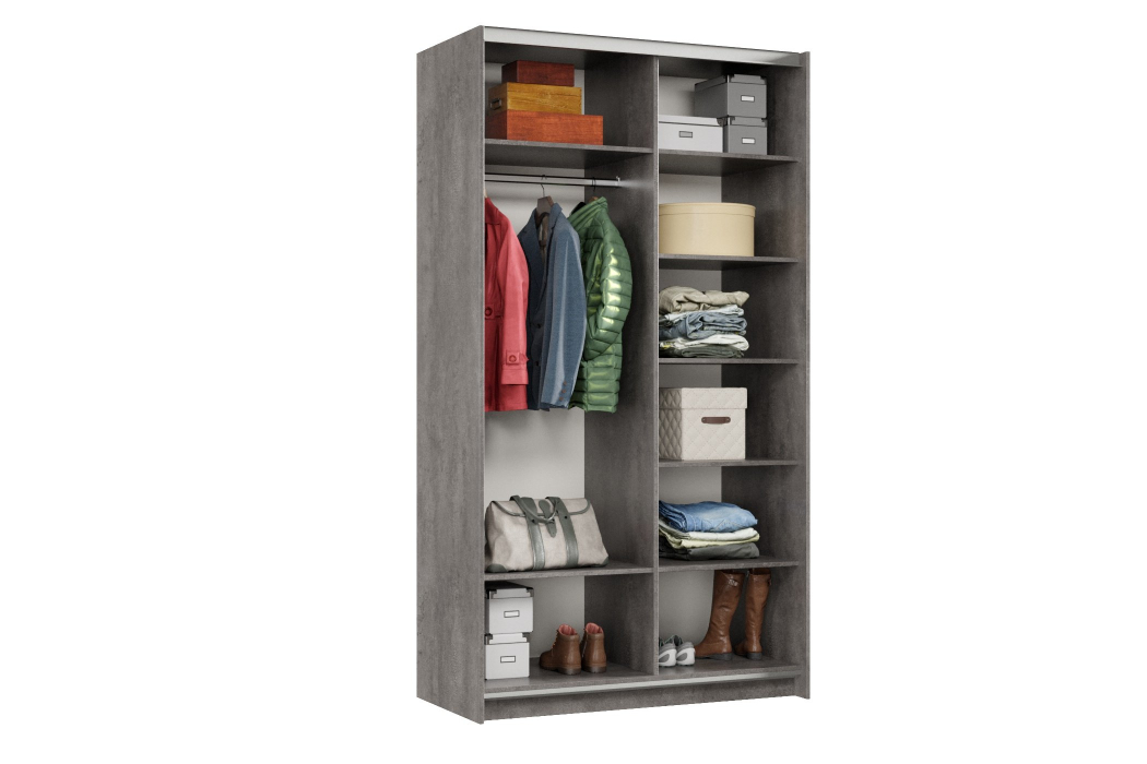 Шкафы-купе 2-х дверные, Шкаф-купе Smart 1224 2х дверный (фасады ЛДСП,зеркало) профиль серебро