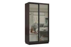 Шкафы-купе 2-х дверные, Шкаф-купе Премьер 09 (11ЗГ;11ЗГ) фасады зеркало графит/двухдверный/Профиль чёрный муар