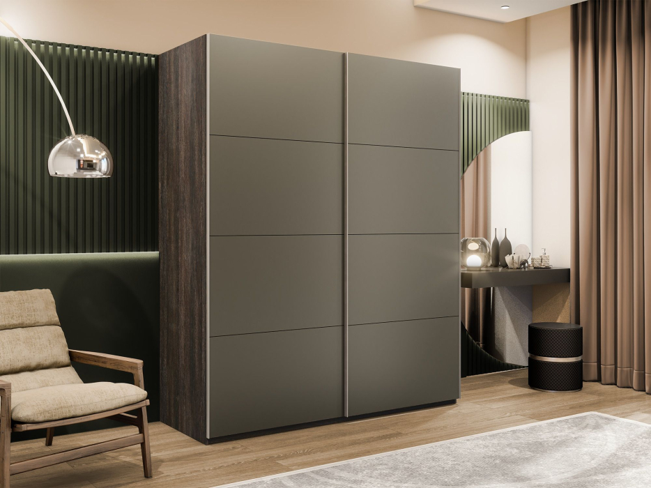 Шкафы-купе 2-х дверные, Шкаф-купе Эста 2-х дверный Стекла хаки/Доводчик 180х66х240