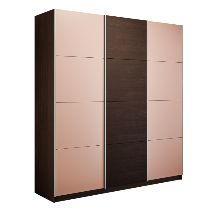 Шкафы-купе 3-х дверные, Шкаф-купе Прайм 3-х дверный Стекла пудра/ДСП/Доводчики 210х57х230