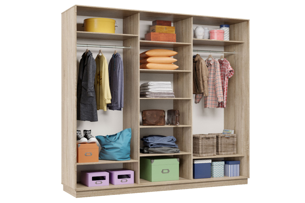 Шкафы-купе 3-х дверные, Шкаф-купе Премьер Лайт 56 (08;11;08) трехдверный