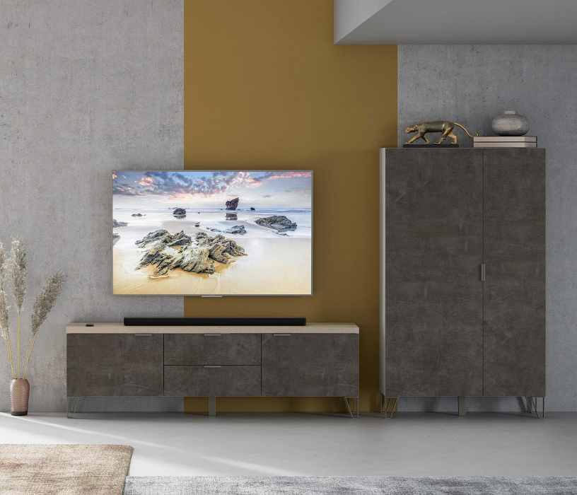 Шкафы распашные, Шкаф Анима ШК-3023, дуб серый, камень темный