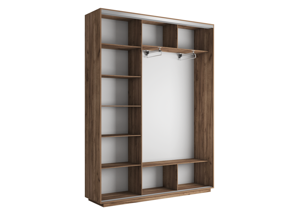 Шкафы-купе 3-х дверные, Шкаф-купе Экспресс Медиум (1 зеркало) трио 2400 x 2100 x 450