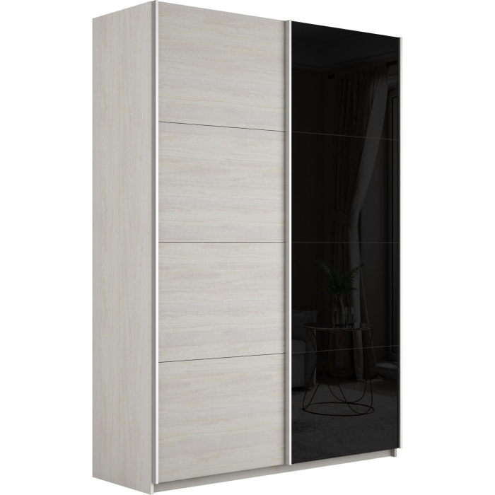 Шкафы-купе 2-х дверные, Шкаф-купе Прайм 2-х дверный ДСП/Стекло черное/Доводчики 160х57х230