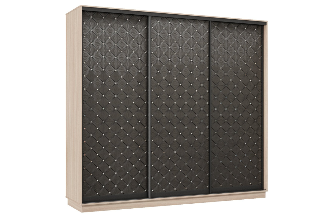 Шкафы-купе 3-х дверные, Шкаф-купе Премьер 60 (01РЧ;01РЧ;01РЧ) фасады ромб чёрный/трёхдверный/Профиль чёрный муар