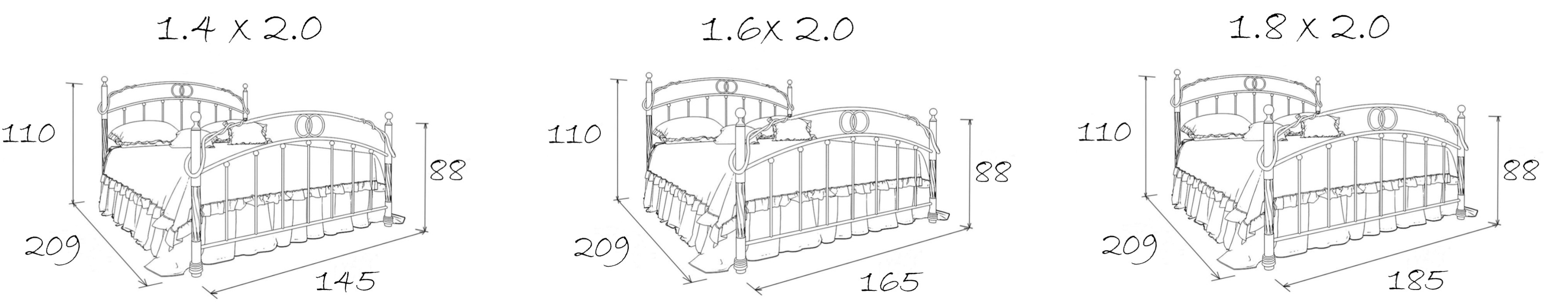 Кованые кровати, Кованая кровать Кармен 1.4 с двумя спинками