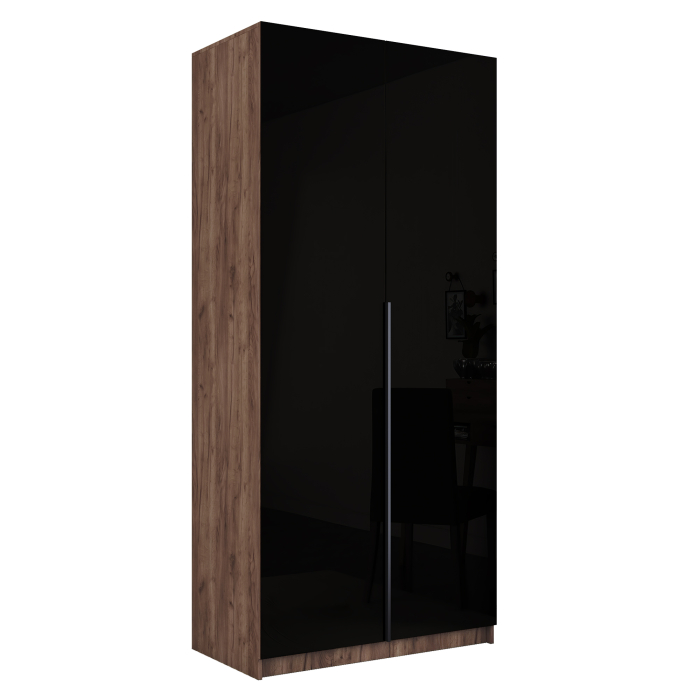 Шкафы распашные, Шкаф распашной Е1 Локер 101x52.5x220 см, с черным стеклом , полками и модулем