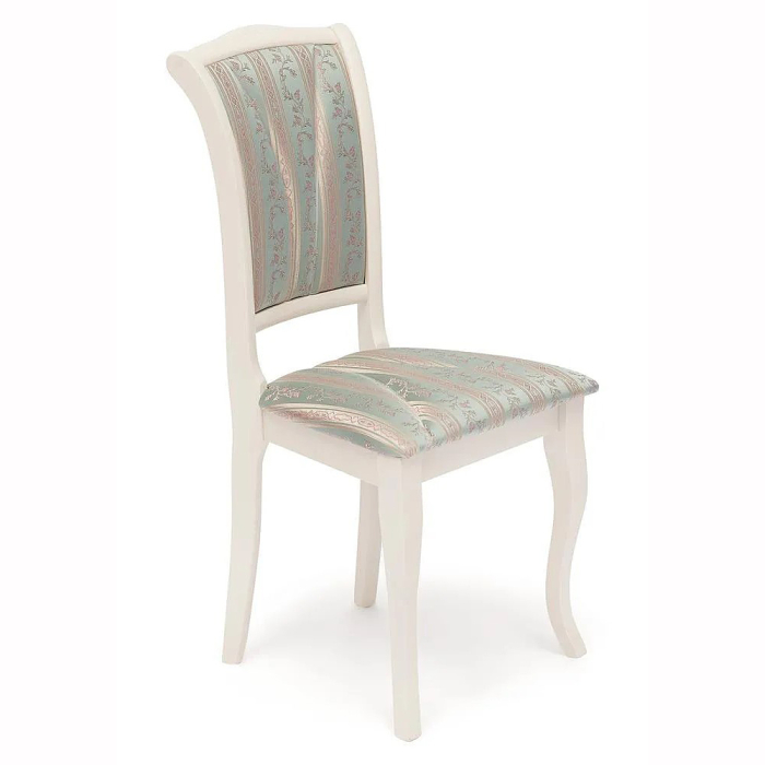 Стулья, Стул Opera, дерево гевея, ivory white, ткань бирюзовая