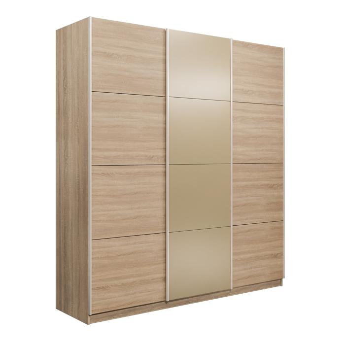 Шкафы-купе 3-х дверные, Шкаф-купе Эста 3-х дверный ДСП/Стекла фисташка/Доводчик 270х66х240