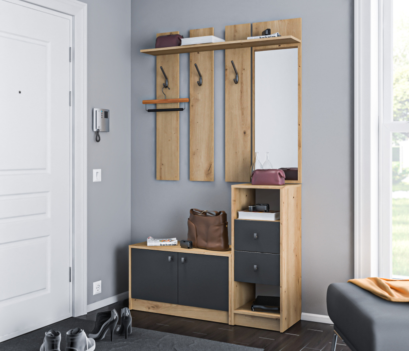 Прихожие, Прихожая Сидней 2 Дуб дикий/Диамант серый