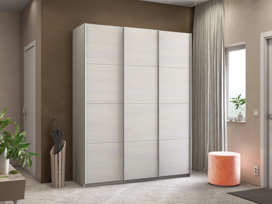 Шкафы-купе 3-х дверные, Шкаф-купе Широкий Прайм 3-х дверный ДСП/Доводчики 240х57х230