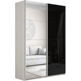 Шкаф-купе Прайм 2-х дверный Зеркало/Стекло черное/Доводчики 140х57х230