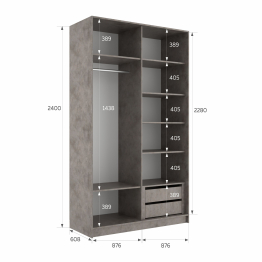 Шкаф-купе Эста 2-х дверный Стекла хаки/Доводчик 180х66х240
