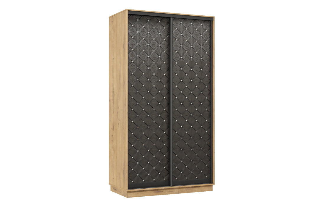 Шкафы-купе 2-х дверные, Шкаф-купе Премьер 12 (01РЧ;01РЧ) фасады ромб чёрный/двухдверный/Профиль чёрный муар