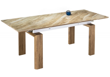 Стол стеклянный Давос (Бежевый мрамор)