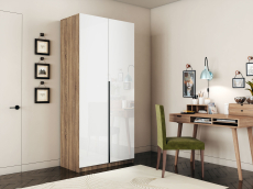 Шкафы распашные, Шкаф распашной Е1 Локер 101x52.5x220 см, с белым стеклом и полками