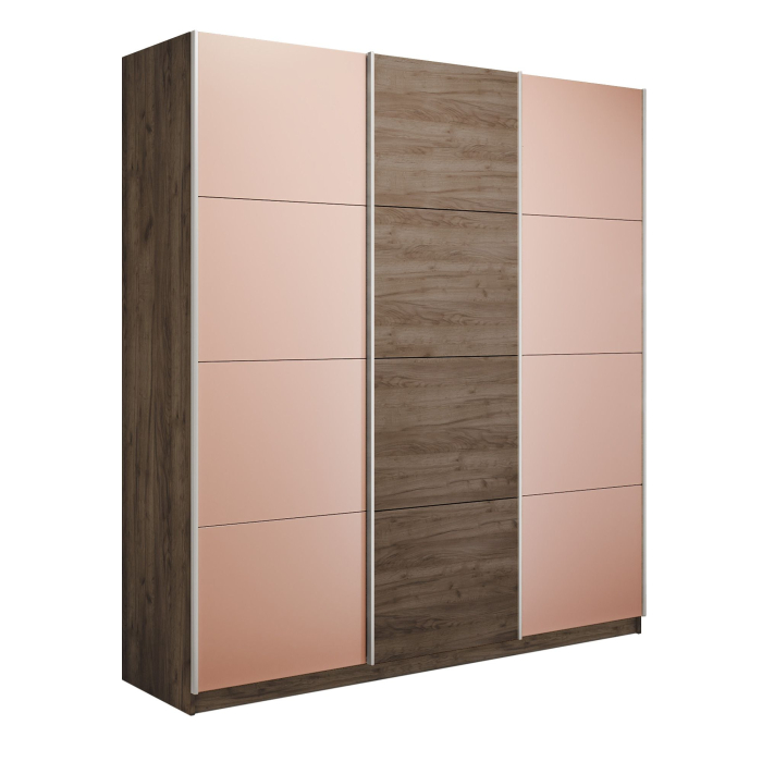 Шкафы-купе 3-х дверные, Шкаф-купе Прайм Широкий 3-х дверный Стекла пудра/ДСП/Доводчики 240х57х230