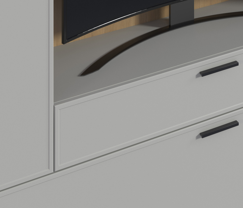 Стенки для гостиной, Стенка Милан СБ-3265 Серый,Дуб Гамильтон/МДФ Светло серый