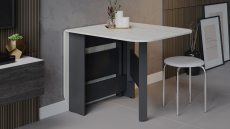 Обеденные столы, Стол-книжка Т-1, антрацит, дуб крафт белый