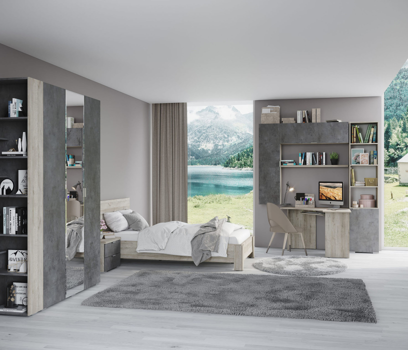 Стеллажи, Шкаф Анима ШК-3030, дуб серый, камень темный