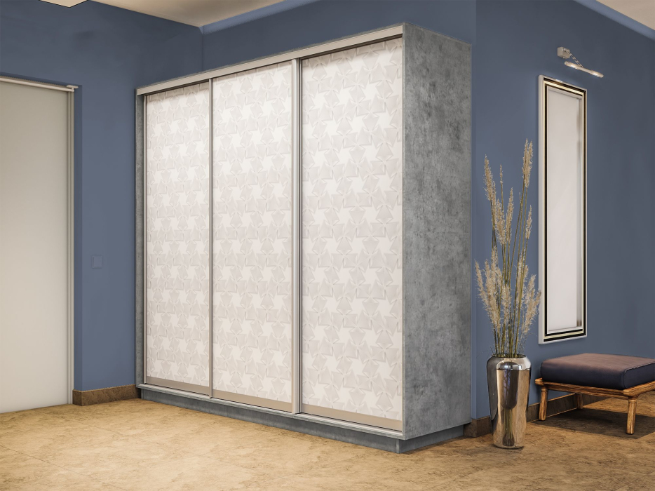 Шкафы-купе 3-х дверные, Шкаф-купе Экспресс 3-х дверный Фотопечать Калейдоскоп Стекла 210х45х240