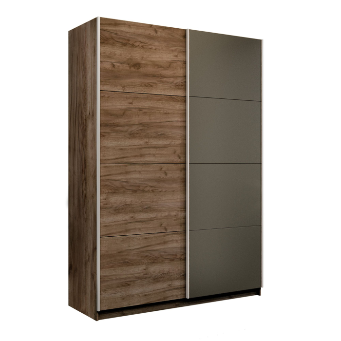 Шкафы-купе 2-х дверные, Шкаф-купе Прайм 2-х дверный ДСП/Стекло хаки/Доводчики 140х57х230