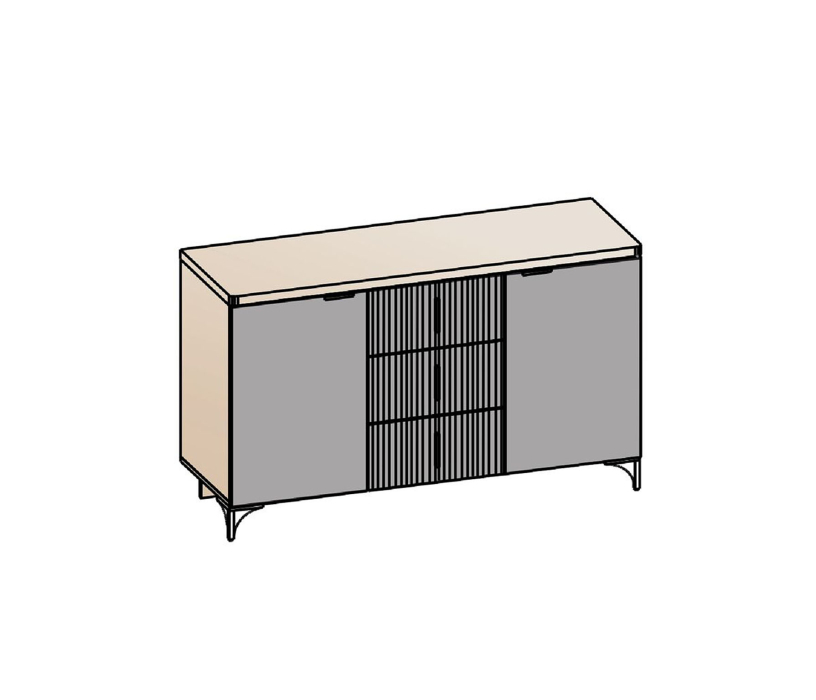 Комоды, Комод Шер КМ-2302, дуб апрель темный/лофт голдэн пэлас