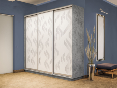 Шкафы-купе 3-х дверные, Шкаф-купе Экспресс 3-х дверный Фотопечать Ленты Стекла 180х45х220