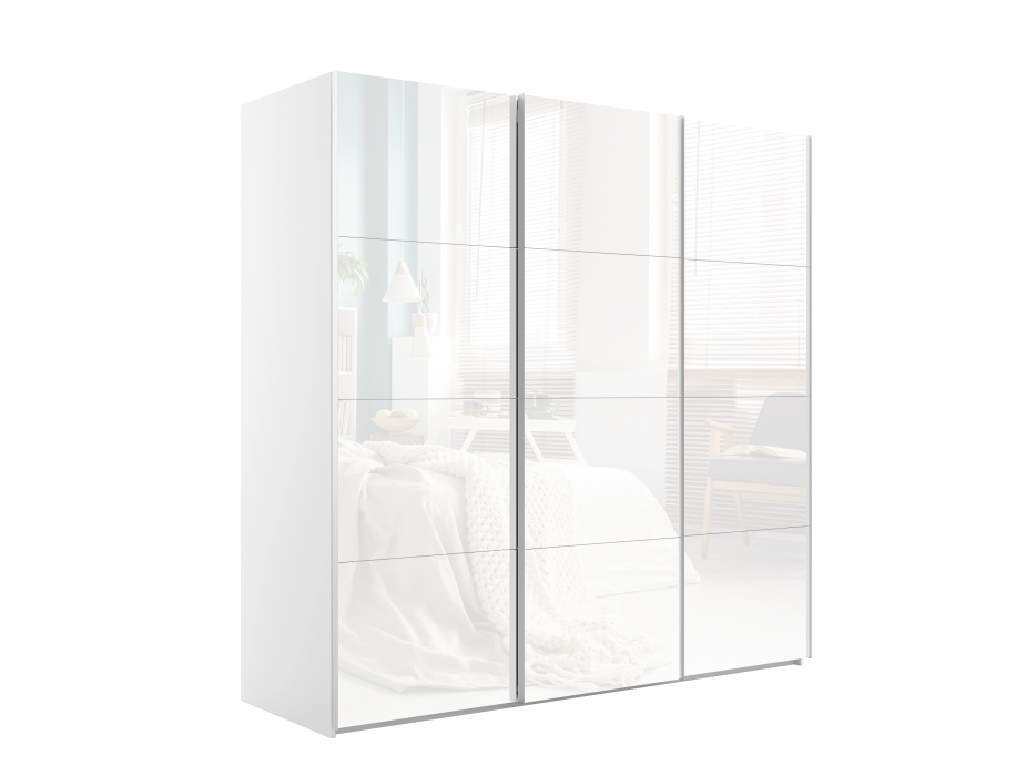 Шкафы-купе 3-х дверные, Шкаф-купе Эста Трио Стекло белое 270х66х240