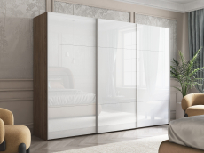 Шкафы-купе 3-х дверные, Шкаф-купе Эста Трио Стекло белое 300х66х240