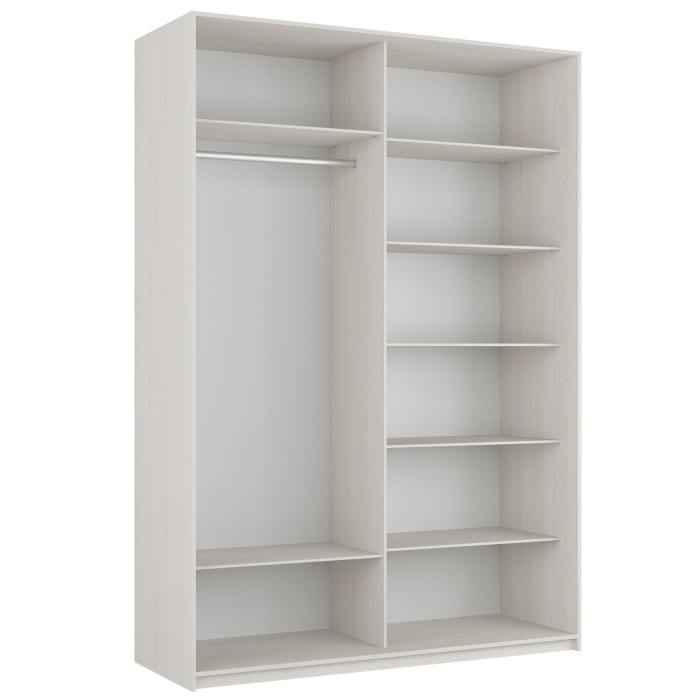 Шкафы-купе 2-х дверные, Шкаф-купе Прайм 2-х дверный Стекла пудра/Доводчики 140х57х230