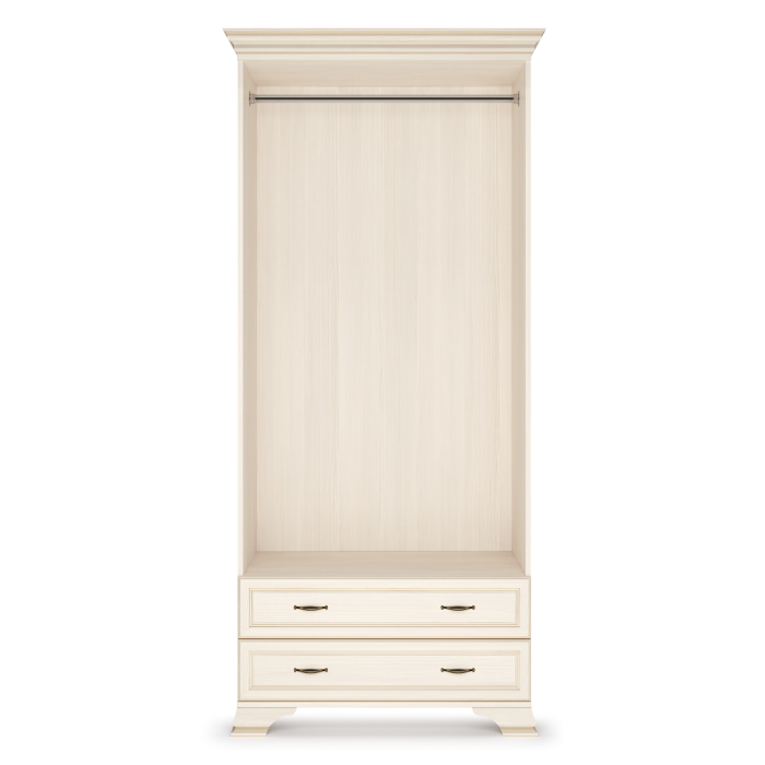 Для одежды, Шкаф двухдверный Сиена, с зеркалами, бодега белый, патина золото