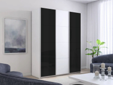 Шкафы-купе 3-х дверные, Шкаф-купе Прайм 3-х дверный Стекла черные/ДСП/Доводчики 210х57х230