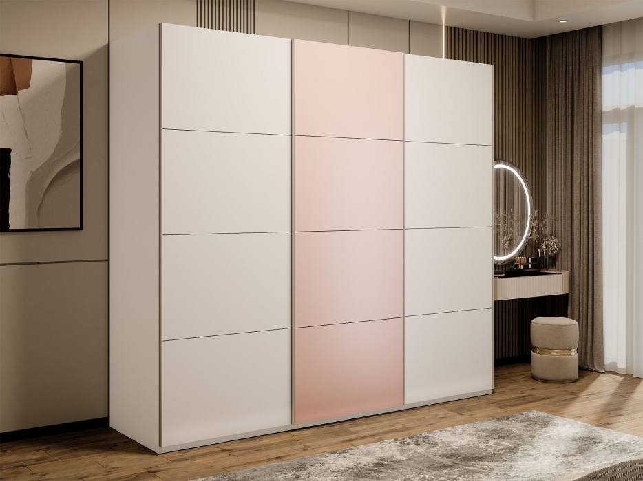 Шкафы-купе 3-х дверные, Шкаф-купе Эста 3-х дверный ДСП/Стекла пудра/Доводчик 300х66х240