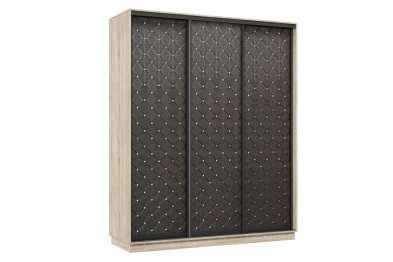 Шкаф-купе Премьер 23 (01РЧ;01РЧ;01РЧ) фасады ромб чёрный/трёхдверный/Профиль чёрный муар