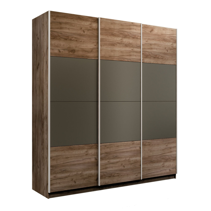Шкафы-купе 3-х дверные, Шкаф-купе Эста 3-х дверный ДСП/Стекла хаки/Доводчик 240х66х240
