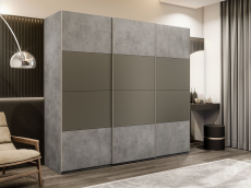 Шкафы-купе 3-х дверные, Шкаф-купе Эста 3-х дверный ДСП/Стекла хаки/Доводчик 300х66х240