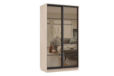 Шкаф-купе Премьер 02 (11ЗБ;11ЗБ) фасады зеркало бронза/двухдверный/Профиль чёрный муар