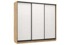 Шкафы-купе 3-х дверные, Шкаф-купе Премьер 59  (01РБ;01РБ;01РБ) фасады ромб белый/трёхдверный/Профиль чёрный муар