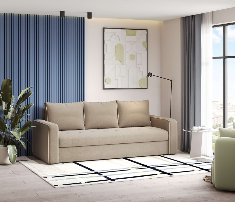 Диваны еврокнижки, Диван-кровать прямой Атланта с кантом еврокнижка,велюр