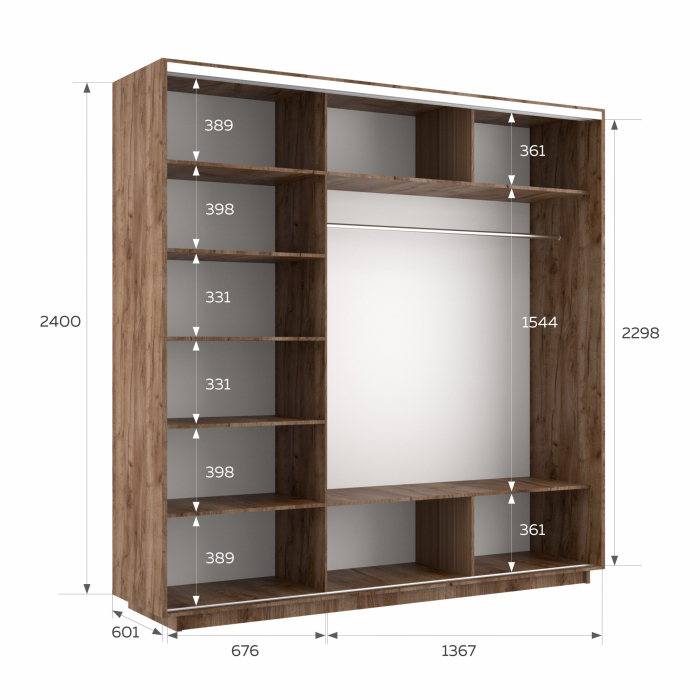 Шкафы-купе 3-х дверные, Шкаф-купе Экспресс 3-х дверный Фотопечать Квадрат Стекла 210х60х240