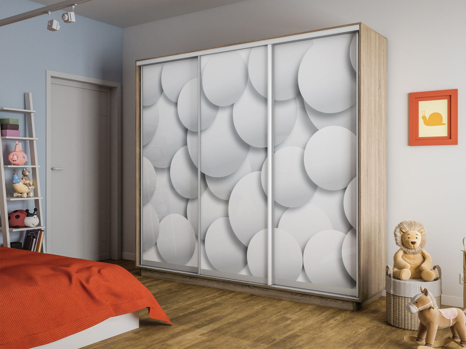 Шкафы-купе 3-х дверные, Шкаф-купе Экспресс 3-х дверный Фотопечать Шары Стекла 210х45х240