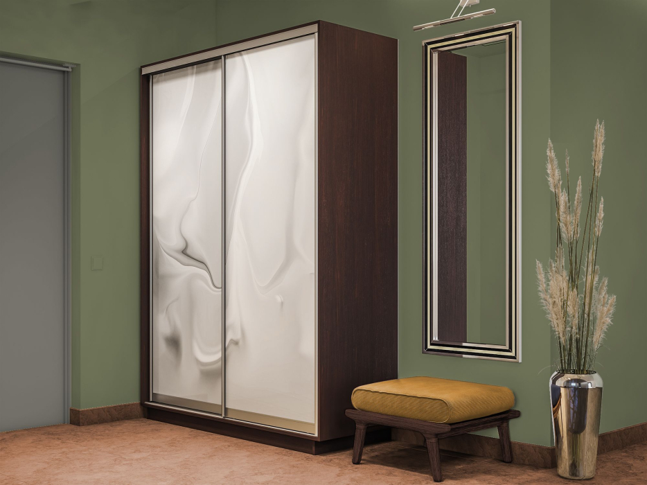 Шкафы-купе 2-х дверные, Шкаф-купе Экспресс 2-х дверный Фотопечать Шелк Стекла 140х60х220