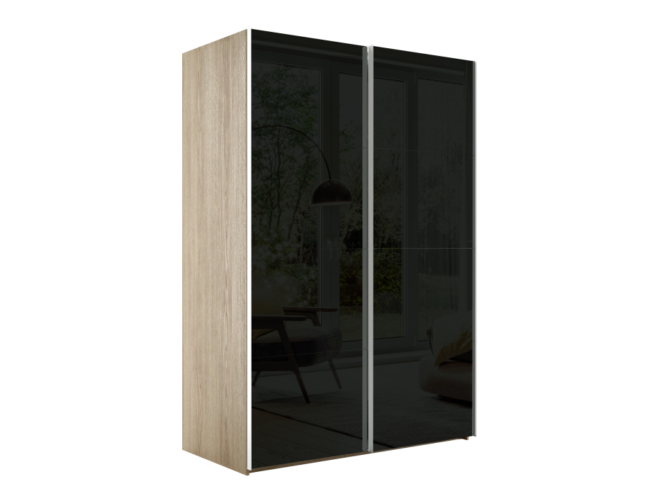 Шкафы-купе 2-х дверные, Шкаф-купе Эста Стекло черно+Стекло черное 180х66х240