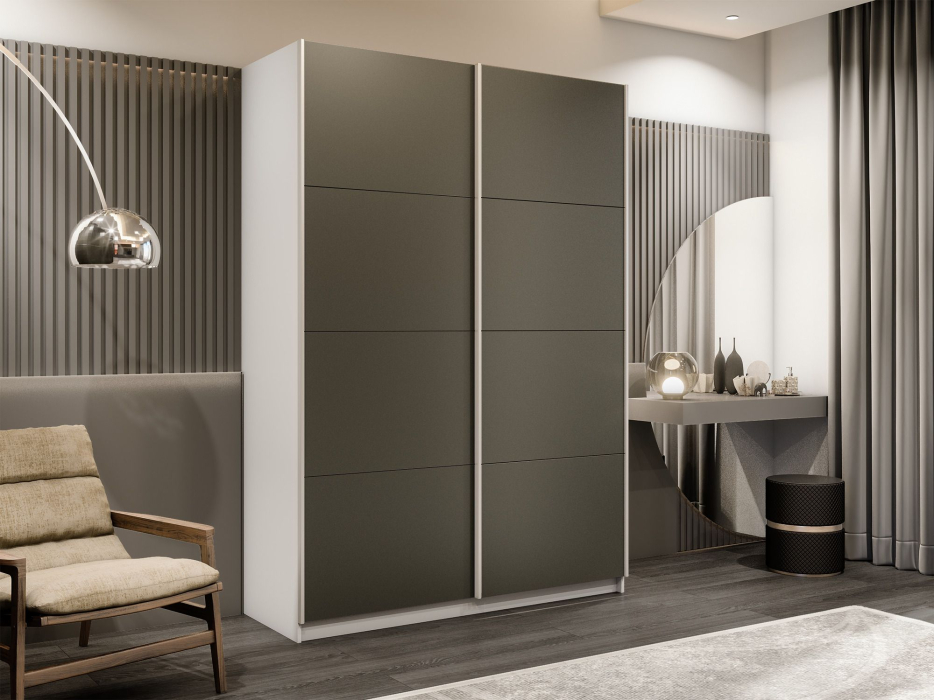 Шкафы-купе 2-х дверные, Шкаф-купе Прайм 2-х дверный Стекла хаки/Доводчики 160х57х230