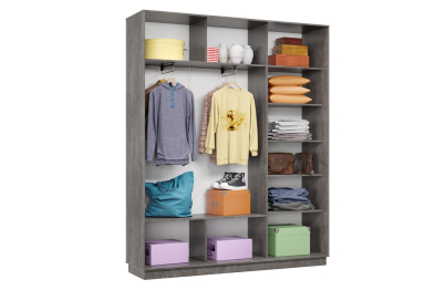 Шкаф-купе Премьер 23  (01РБ;01РБ;01РБ) фасады ромб белый/трёхдверный/Профиль чёрный муар