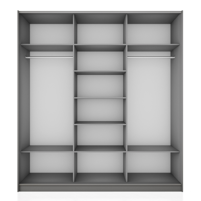 Шкафы-купе 3-х дверные, Шкаф-купе Прайм 3-х дверный Зеркала/Стекло черное/Доводчики 210х57х230