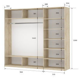 Шкаф-купе Прайм 3-х дверный Стекла пудра/Доводчики 180х57х230