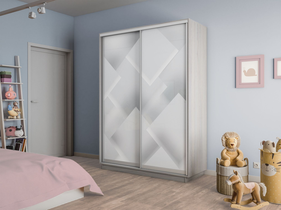 Шкафы-купе 2-х дверные, Шкаф-купе Экспресс 2-х дверный Фотопечать Квадрат Стекла 120х60х240