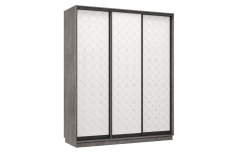 Шкафы-купе 3-х дверные, Шкаф-купе Премьер 21 (01РБ;01РБ;01РБ) фасады ромб белый/трёхдверный/Профиль чёрный муар